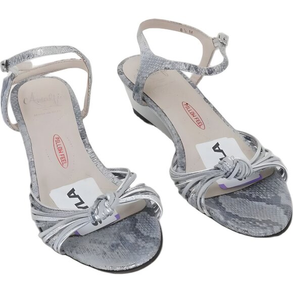 Amalfi Rangoni Firenze Silver Wedge Sandal Women\'s US 8.5 M